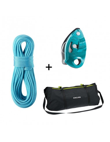 Pack Grigri + cuerda Edelrid Boa (80m) + bolsa liner