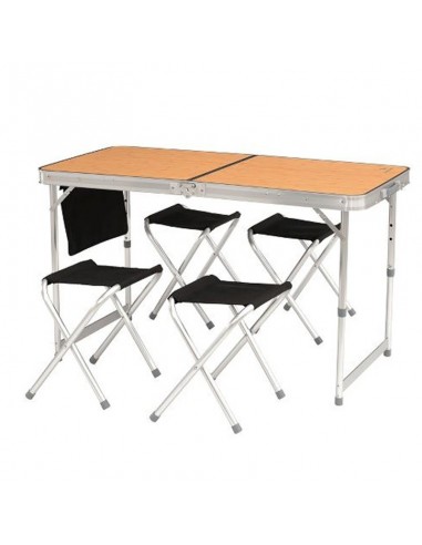 belfort - pack de table pliante 60 x 120cm avec 4 chaises - camping facile