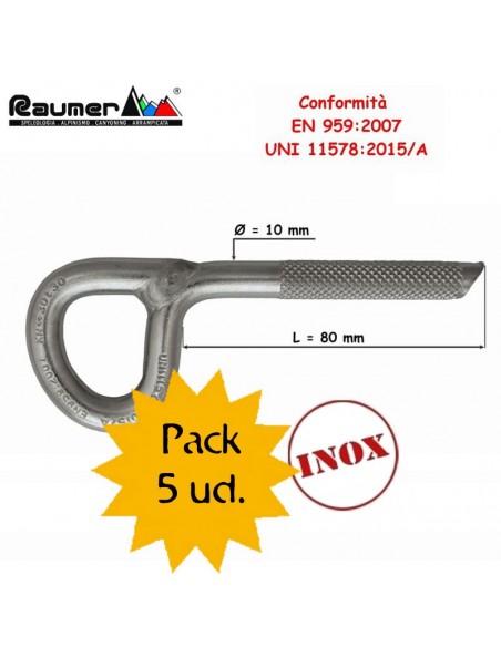 Pack 5 Tensores Superstar 10x80mm Inoxidable - Raumer