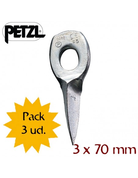 Pack 3 pitones Universel (70mm) - Pitón forjado de acero blando - Petzl