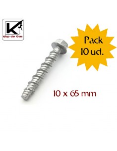 Pack 10 tornillos autorroscantes Cr-Mo de 10 x 65mm - Kop de Gas