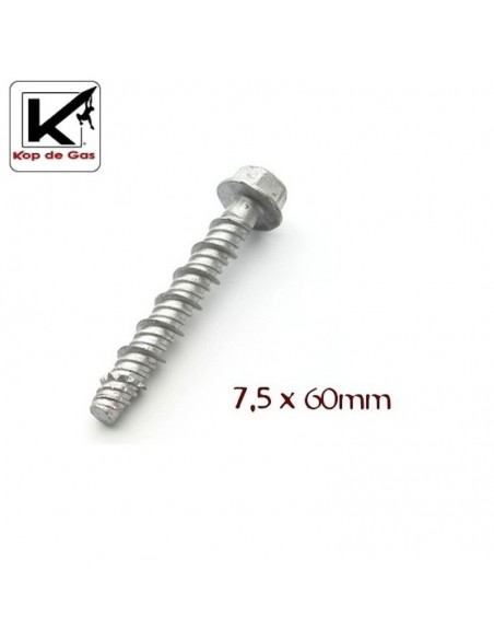 Autorroscante 7,5 - Tornillo autorroscante Cr-Mo de 7,5 x 60mm - Kop de Gas