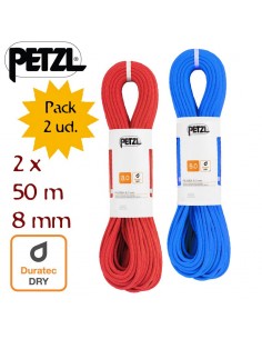 Pack 2 Rumba (50m) Duratec Dry 8mm - Cuerdas dobles alpinismo - Petzl