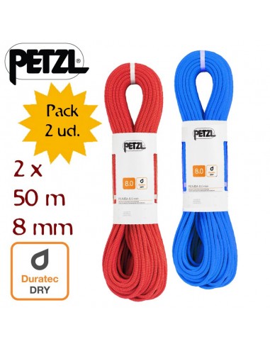 Pack 2 Rumba (50m) Duratec Dry 8mm - Cuerdas dobles alpinismo - Petzl