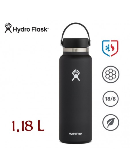 Wide Mouth with Flex cap 40 oz (Black) - Termo doble pared acero inoxidable - HydroFlask