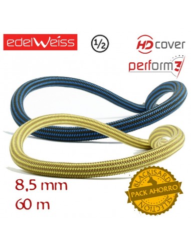 Pack 2 Cuerdas dobles de 60 m Lithium II 8,5 mm Perform 3 (Amarilla y Azul) - Edelweiss
