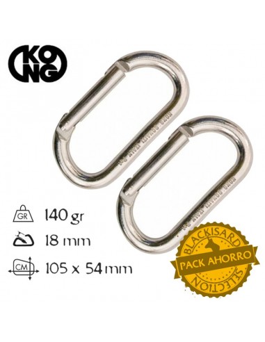 Pack 2 Oval steel recto - Mosquetón...