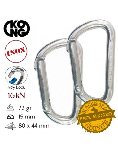 Pack 2 D-SHAPE - mosqueton inox recto...