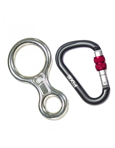 Pack descensor 8 Classic de Kong (plata) + Mosqueton HMS Lotus Rosca de Fixe