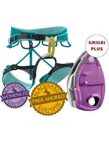 Pack Arnes Autana Women (Jade) + Grigri Plus - Edelrid/Petzl