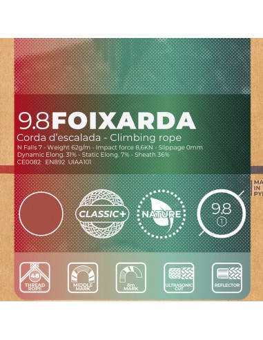 Foixarda 9.8mm Nature Classic (Verde) (70m) - Cuerda simple - Fixe/Roca