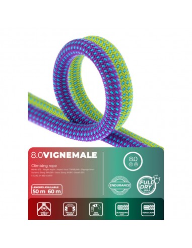 Vignemale 8mm Full Dry 60m endurance (Violet) - cuerda para escalada en hielo y alpinismo - Fixe