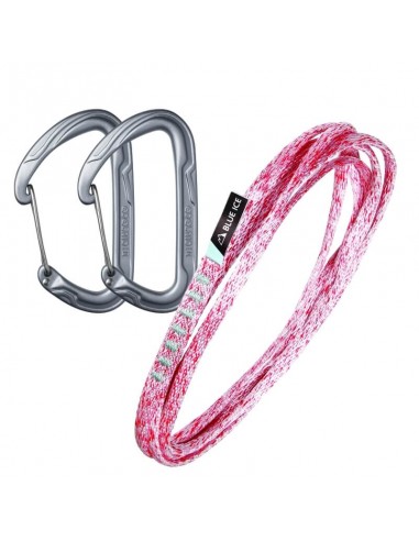 Pack cinta extensible 120cm - Mission light sling + 2 mosquetones pure wire - Blue ice/Edelrid