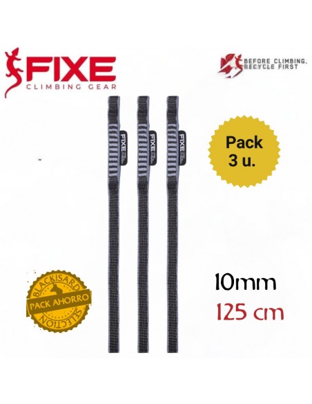 Pack 3 anneaux Fosca 10mm x 125cm (Black/Grey) - Anneau sangle dyneema - Fixe