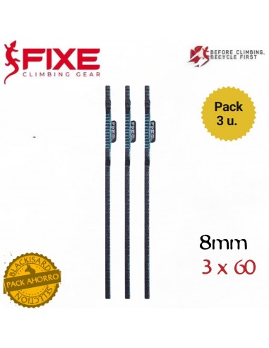 Pack 3 anneaux Fosca 8mm x 60cm - (Black-Turquoise) - Anneau sangle Dyneema - Fixe