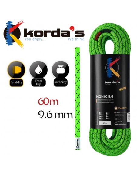 Monik 9,6 mm (Verte) (60 m) Estability - Corde dynamique - Korda's