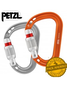Pack 2 Rocha (Orange + Light Gray) - Mosquetones de Pera ultracompactos a Rosca - Petzl