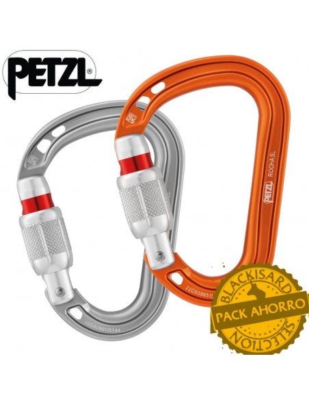 Pack 2 Rocha (Orange + Light Gray) - Mosquetones de Pera ultracompactos a Rosca - Petzl