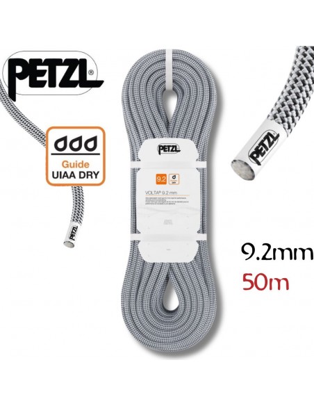 Volta 9,2mm 50m (Gris) - Cuerda triple homologacion para escalada alto nivel y alpinismo - Petzl