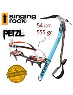 Pack Crampones Vasak Leverlock Universel + piolet Edge pala - Petzl / Singing Rock