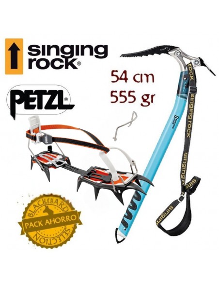 Pack Crampones Vasak Leverlock Universel + piolet Edge pala - Petzl / Singing Rock