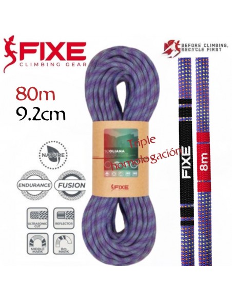 Oliana 9.2mm Nature Fusion (Blue) (80m) - Cuerda triple homologacion - Fixe/Roca