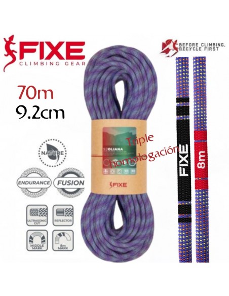 Oliana 9.2mm Nature Fusion (Blue) (70m) - Cuerda triple homologacion - Fixe/Roca