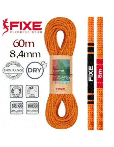 Amitges 8.4mm DRY Endurance (Orange) (60m) - Cuerda doble y gemela - Fixe/Roca
