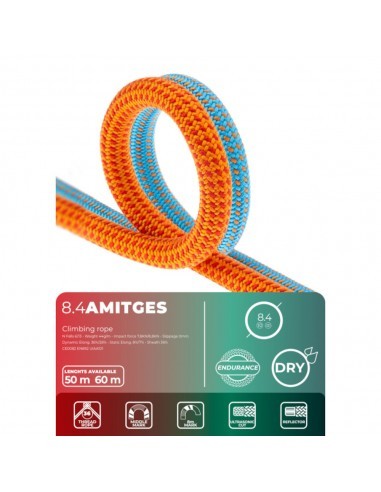 Pack 2 Amitges (50m) 8.4mm DRY Endurance (Blue / Orange) - Cuerda doble y gemela - Fixe