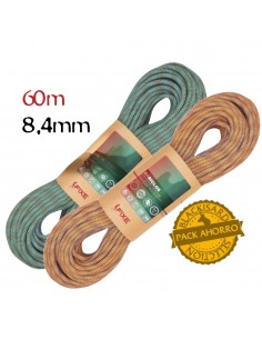 Pack 2 Cuerdas Riglos 8.4mm Nature Classic (60m) - Cuerdas dobles para via larga - Fixe 2