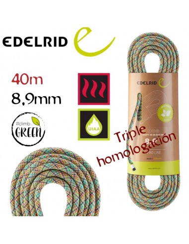 Swift 48 2R Eco Dry 8,9mm (40m) - Cuerda ecologica de triple certificación - Edelrid