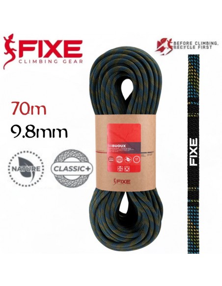 Buoux 9.8mm Nature Classic (70m) - Cuerda dinamica simple para escalada deportiva - Fixe