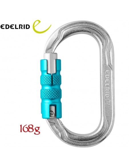 Oval Power Steel Triple (silver) - Mosquetón de escalada con bloqueo automático - Edelrid