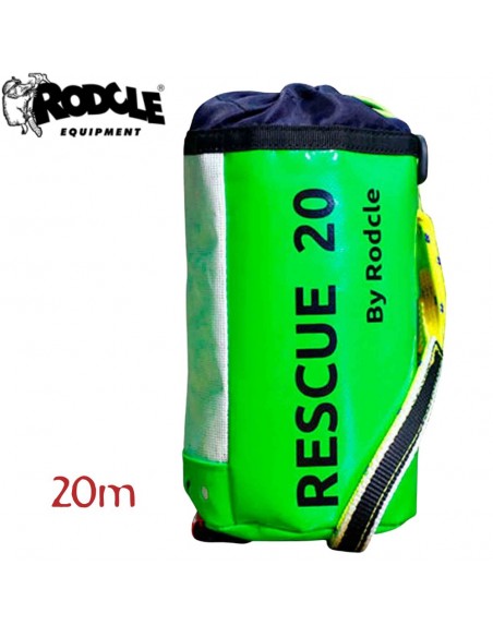 Rescue 20m (verde) - Lanzadera de rescate cuerda plana con asas - Rodcle