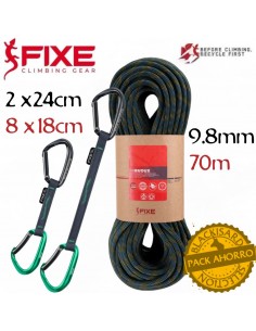 Buoux 9.8mm (70m) + 10 cintas puput (8 x 18cm + 2 x24cm) - Pack de cuerda y cintas express  - Fixe