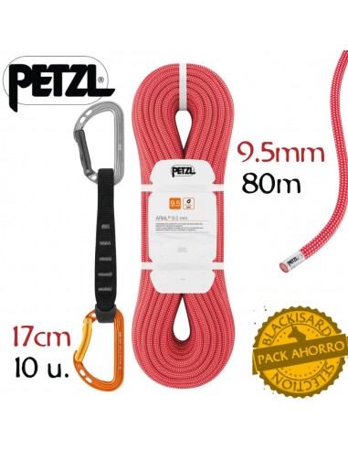 Pack Arial 9,5mm 80m + 10 cintas Spirit 17cm - Pack escalada deportiva - Petzl