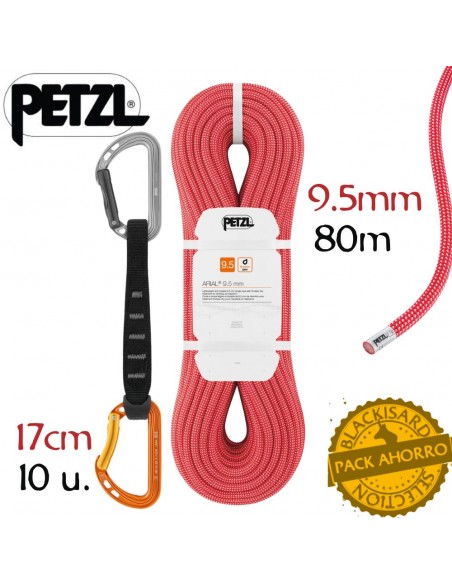 Pack Arial 9,5mm 80m + 10 cintas Spirit 17cm - Pack escalada deportiva - Petzl