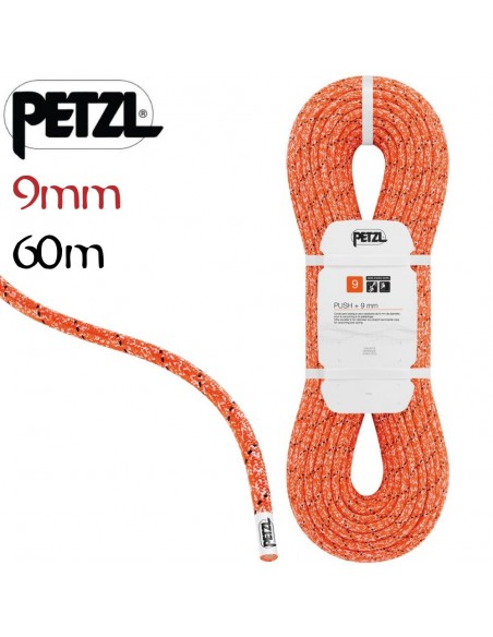 Push +  9mm (60m) Naranja - cuerda semiestática ultraresistente para espeleo - Petzl