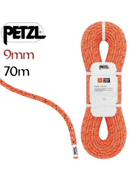 Push +  9mm (70m) Naranja - cuerda semiestática ultraresistente para espeleo - Petzl