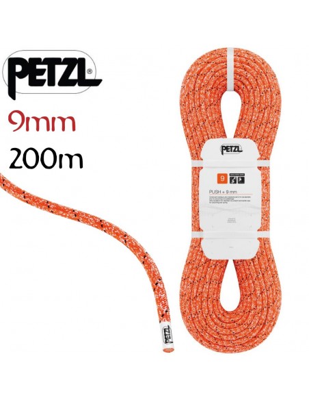 Push +  9mm (200m) Naranja - cuerda semiestática ultraresistente para espeleo - Petzl