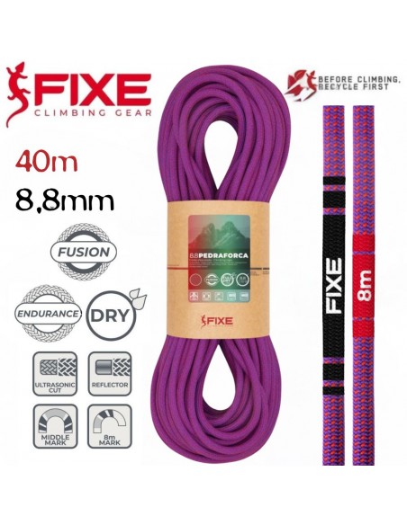 Pedraforca 8.8mm FULL DRY Fusion (Violeta) (40m) - Cuerda triple homologacion - Fixe/Roca
