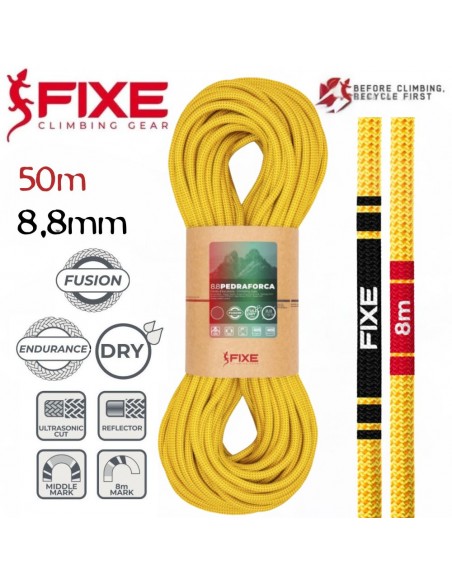 Pedraforca 8.8mm FULL DRY Fusion (Yellow) (50m) - Cuerda triple homologacion - Fixe/Roca