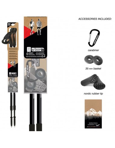 Vitesse (Océan) - Bastions pour la marche nordique télescopique de 2 Extraits en aluminium - Fizan