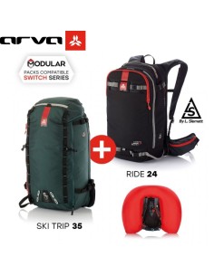 AIRBAG AVENTURE BUNDLE - RIDE24 BLACK+ST35 - Pack modulaire de sac à dos airbag - Arva