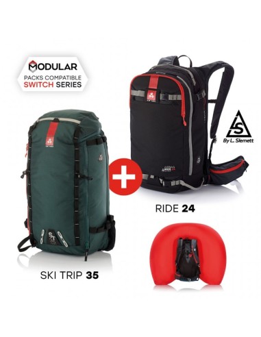AIRBAG AVENTURE BUNDLE - RIDE24 BLACK+ST35 - Pack modulaire de sac à dos airbag - Arva