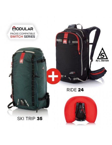 AIRBAG AVENTURE BUNDLE - RIDE24 BLACK+ST35 - Pack modulaire de sac à dos airbag - Arva