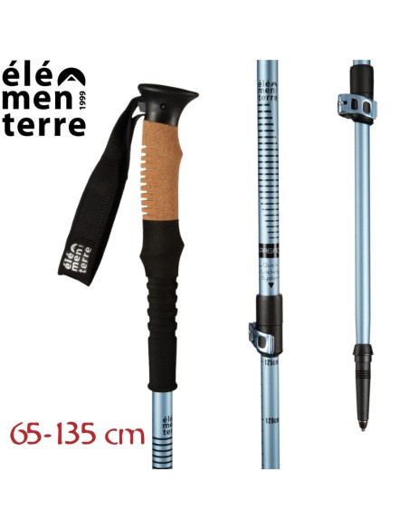 Off (Azul/Negro) - bâton de randonnée en liège avec fermeture rapide - Elementerre