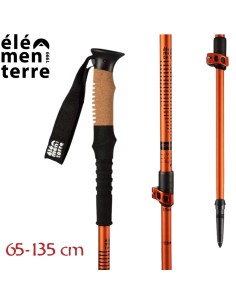 Hors (Orange/Negro) - bâton de randonnée en liège avec fermeture rapide - Elementerre