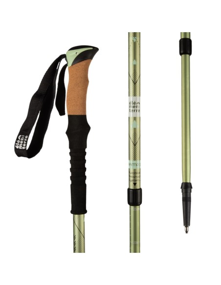 Tramp (Kaki) - Bastón de senderismo largo con empuñadura de corcho - Elementerre