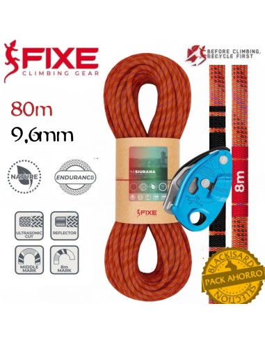 Pack Siurana 9,6mm 80m Endurance + Grigri - Cool/Petzl